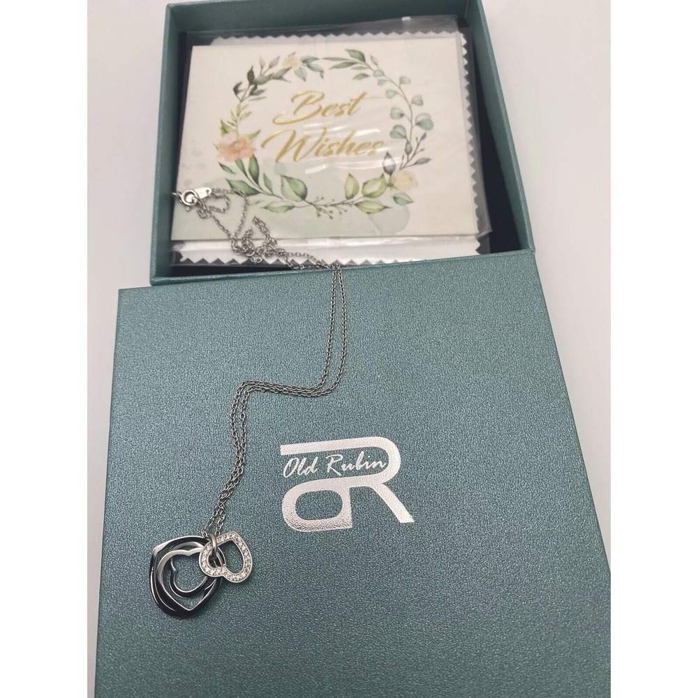 Old Rubin ' Four Generation' Heart Pendant Necklace In Sterling Silver